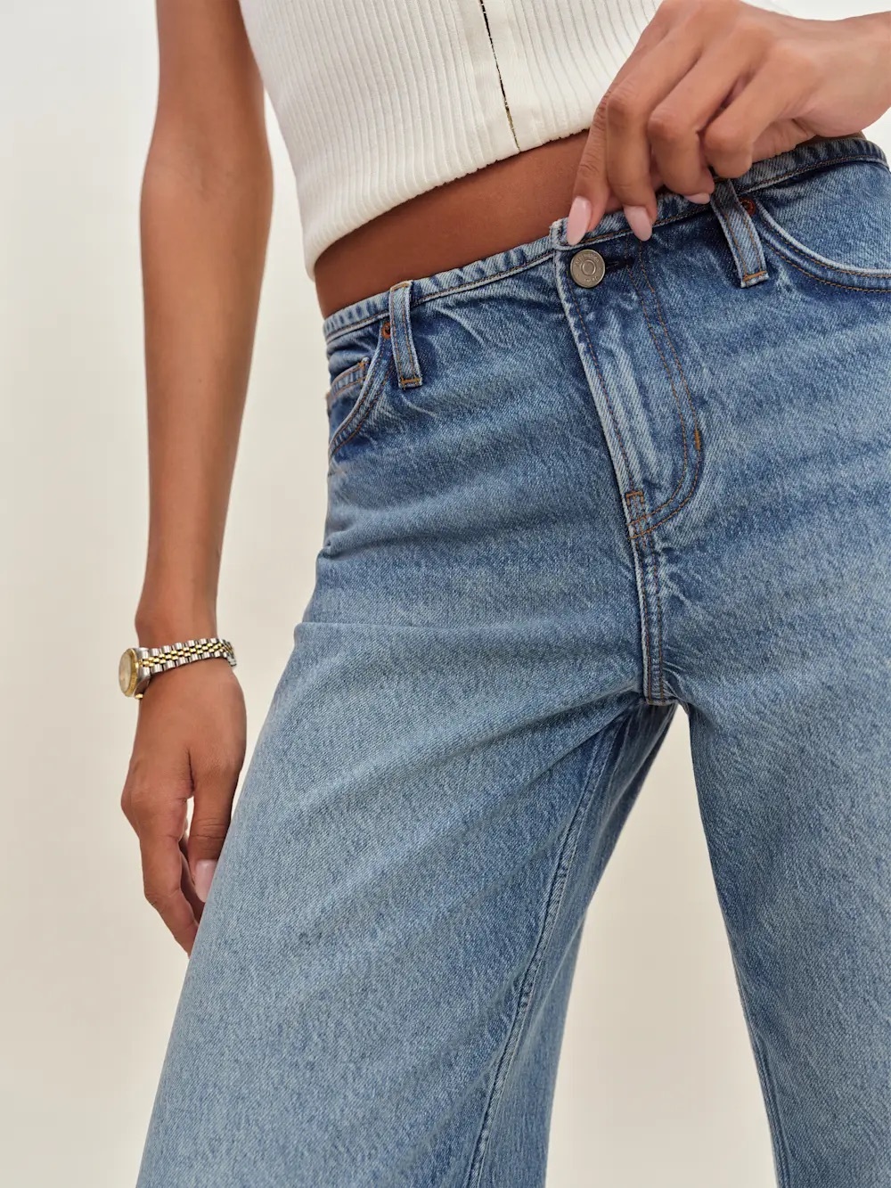 Low rise Jean with no waistband